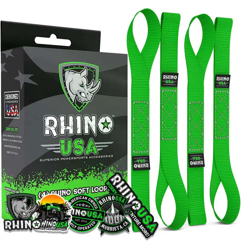 Weekend Sale Rhino USA Soft Loops Motorcycle Tie-Down Set 4-Pack Green