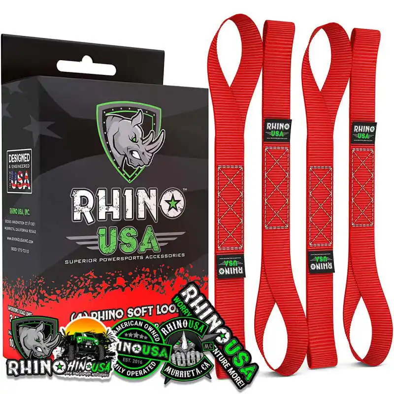 Buy Direct Rhino USA Soft Loops Motorcycle Tie-Down Set 4-Pack Red