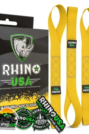 Rhino USA Soft Loops Motorcycle Tie-Down Set 4-Pack Yellow Crafted