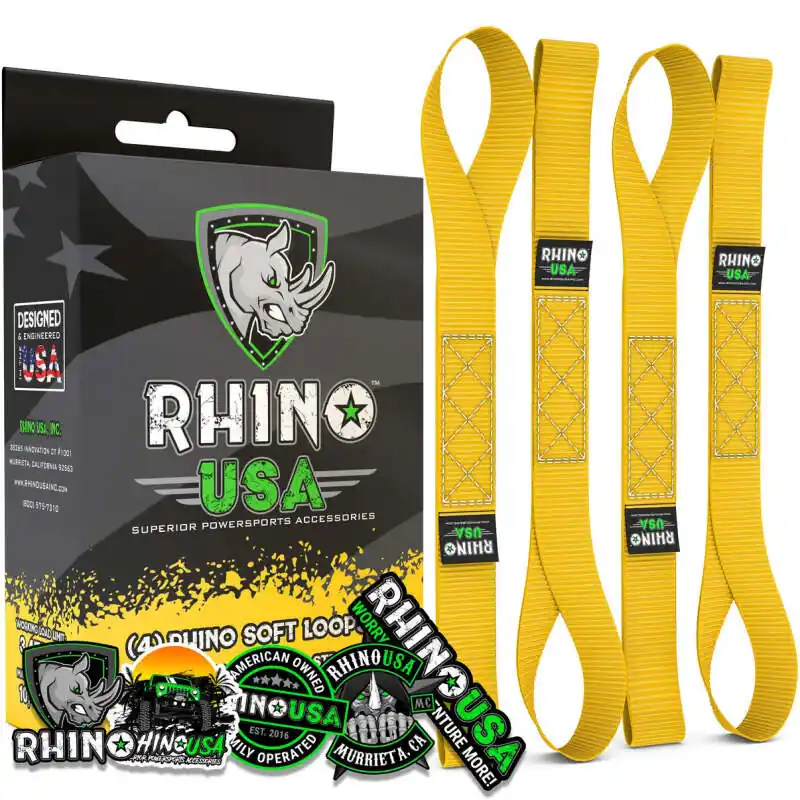 Rhino USA Soft Loops Motorcycle Tie-Down Set 4-Pack Yellow Crafted