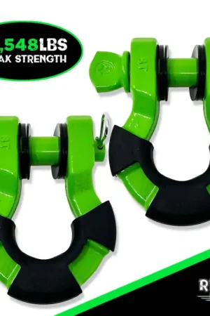 Rhino USA 8T Super Shackle 2-Pack (Green) Warranty Included