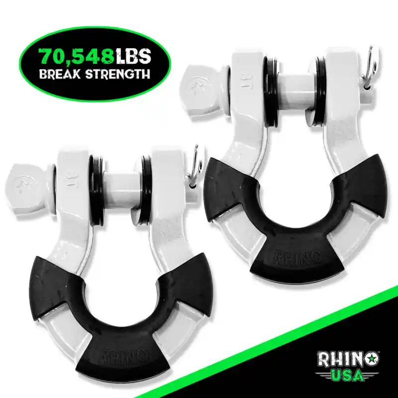Fresh Stock Rhino USA 8T Super Shackle 2-Pack (White)