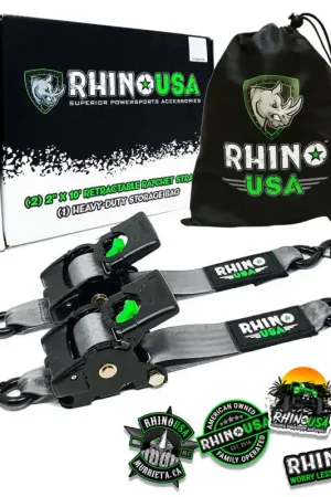 Latest Rhino USA Retractable Ratchet Straps (2Pk 2Inx10Ft) Gray
