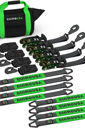 Seasonal Sale Rhino USA Heavy Duty Vehicle Tie Down Kit (Snap Hook)