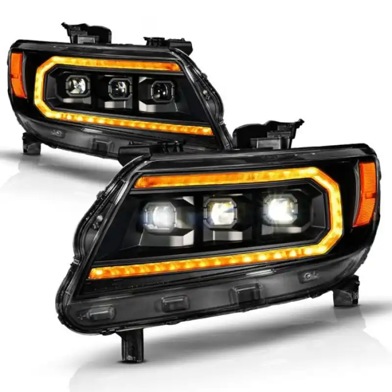 Hassle-Free Returns ANZO 15-22 Chevy Colorado Full LED Headlights w/ Initiation (Amber DRL) - Black