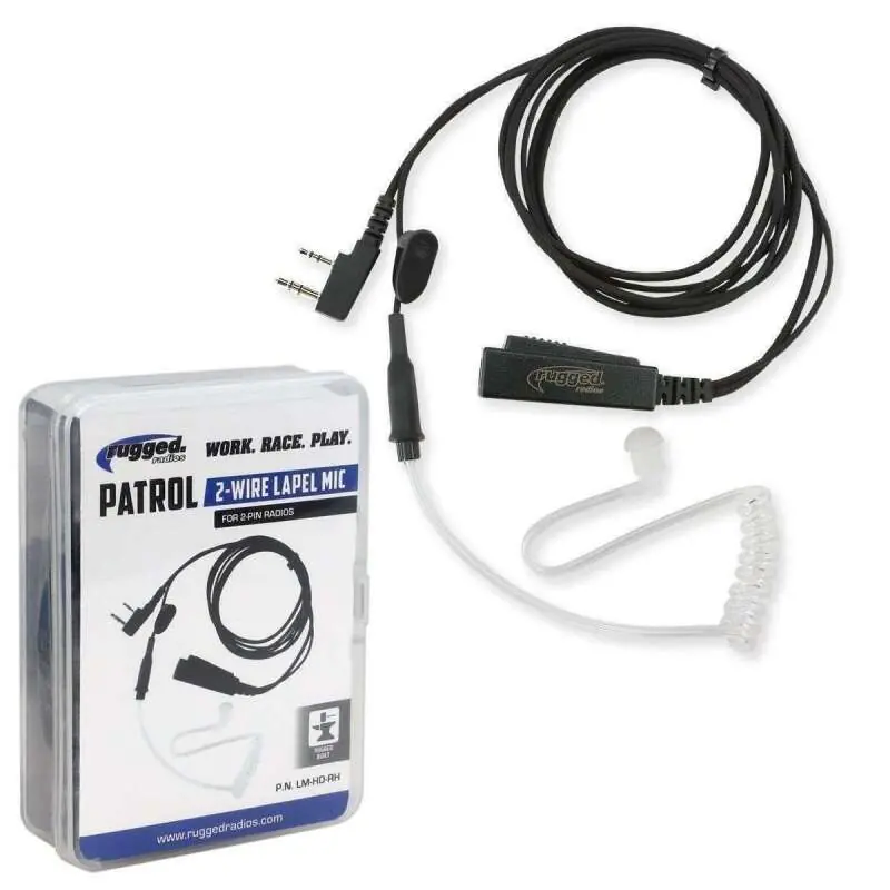 Bargain Rugged Radios Lapel Mic - 2 Wire with Acoustic Tube for Handheld Radios
