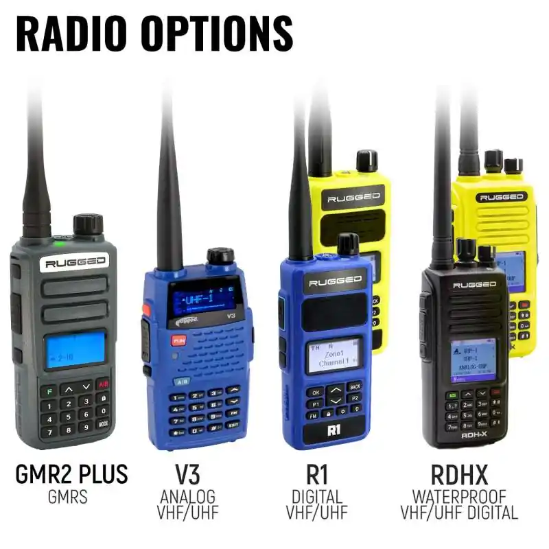 Limited Edition Rugged Radios PATROL Moto Kit - Ear Piece and Hand Mic With V3 - Business Band Radio