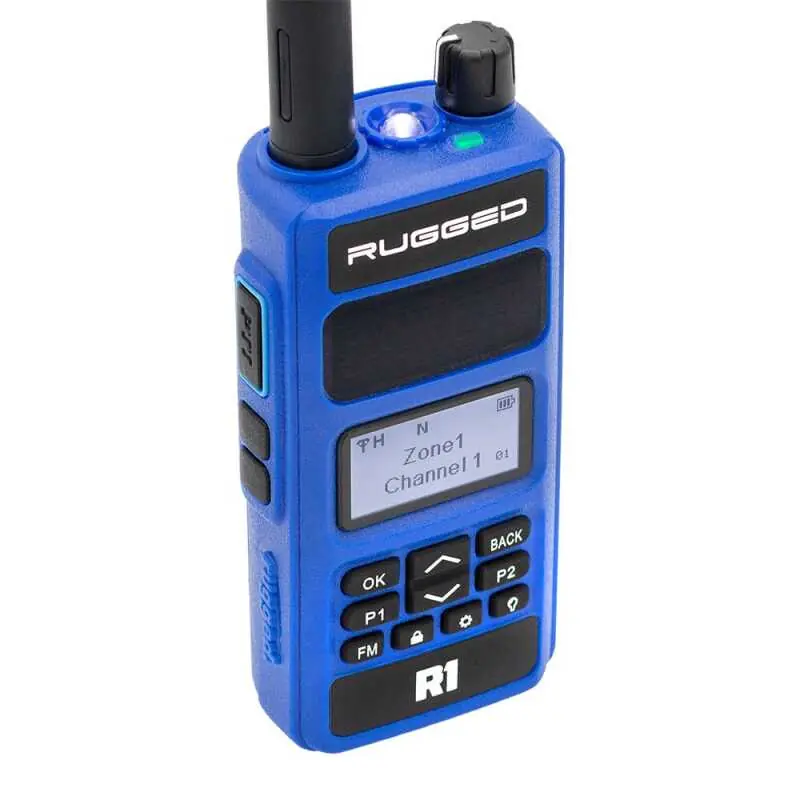 Rugged Radios Rugged R1 - Business Band Two Way Handheld Radio - Digital and Analog Blue Affordable