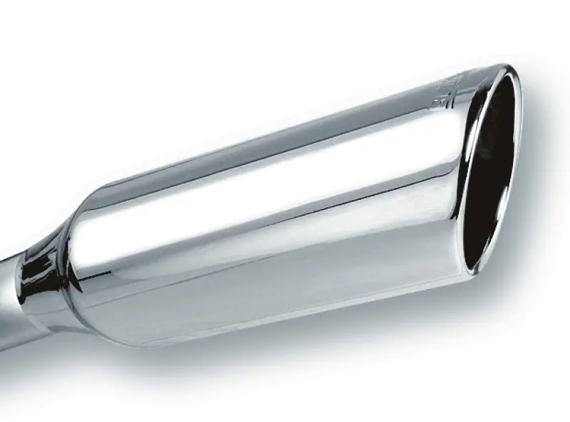 Borla 2.25in Inlet 4in Round Rolled Angle Cut x 12in Long Embossed Exhaust Tip Handmade