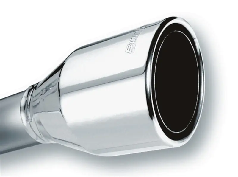Borla 2.5in Inlet 4.5in Round Rolled Angle Cut Phantom X 7.75in Long Embossed Universal Exhaust Tips Direct From Manufacturer