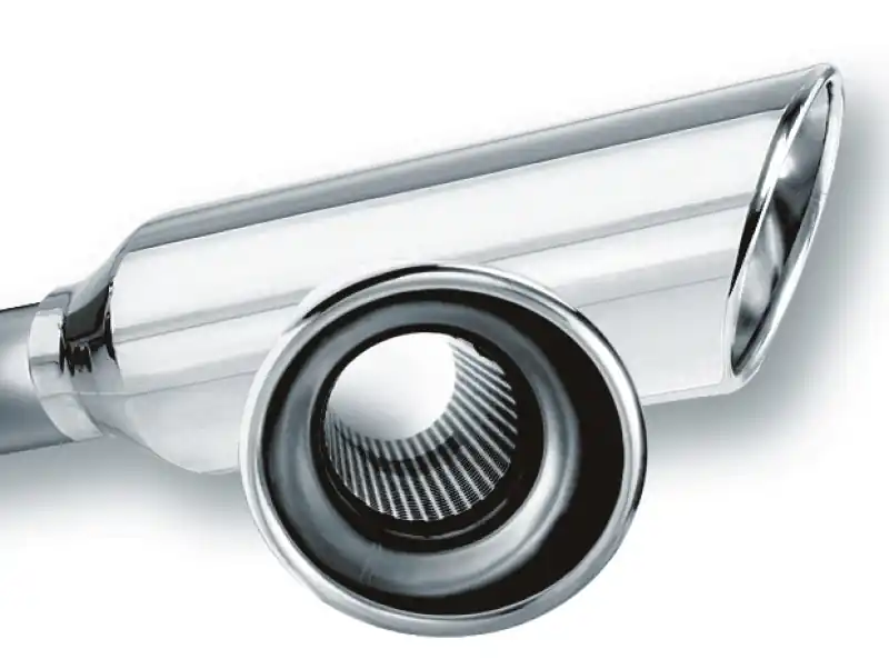 Borla 2.25in Inlet 4in Round Rolled Angle Cut Resonated x 13in Long Exhaust Tip Luxury