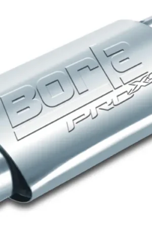 Same Day Shipping Borla Universal Pro-XS Muffler Oval 2.5in Inlet/Outlet Offset/Offset Notched Muffler
