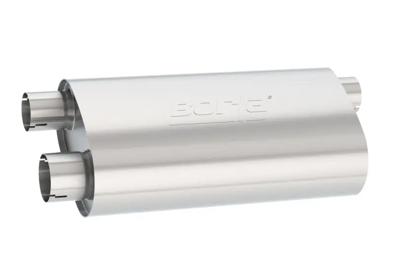 Weekend Sale Borla Transverse Flow Notched Muffler - Oval Single Inlet/Dual Outlet 2.5in 19in x 10.5in x 5.5in