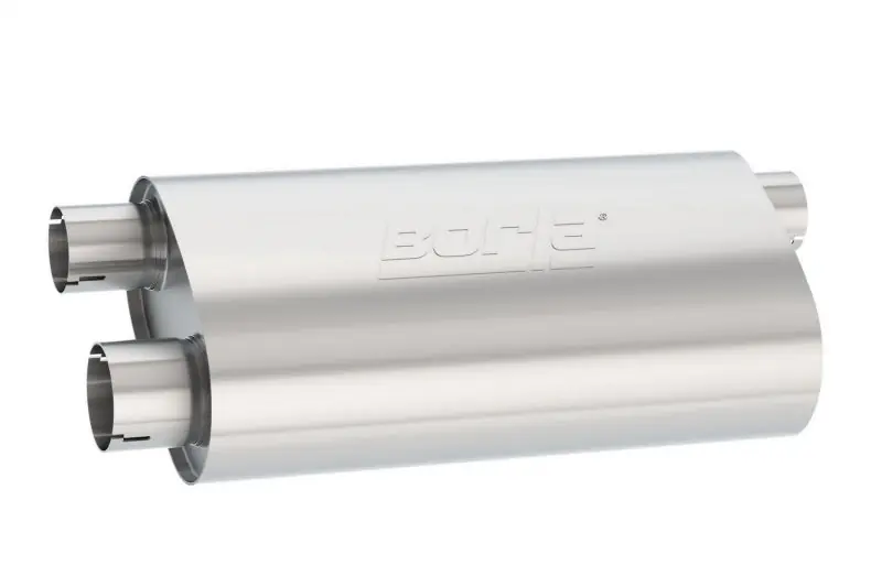 Borla Universal Pro-XS Muffler Oval 3in Inlet/ 2.5in Dual Outlet Transverse Flow Notched Muffler Mega Sale