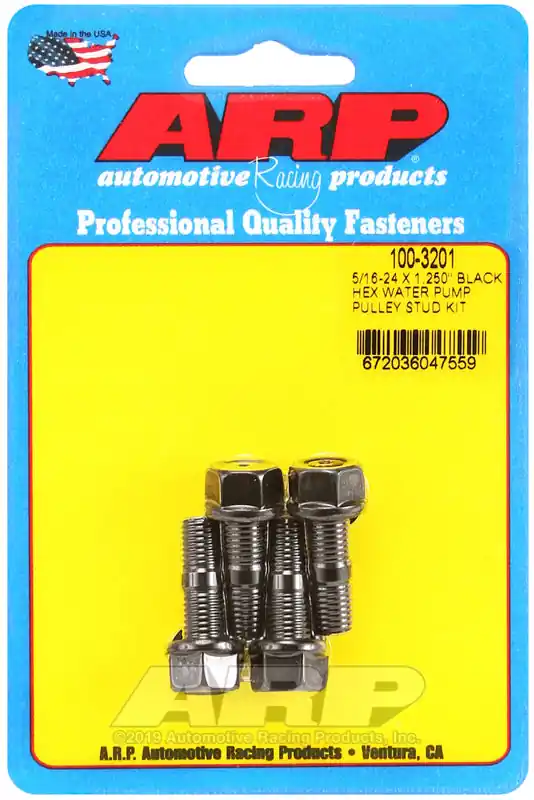 ARP 5/16-24 X 1.250 Black Hex Water Pump Pulley Stud Kit Clearance
