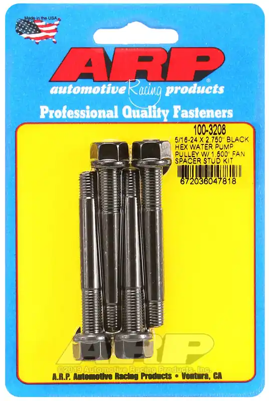 Latest ARP 5/16-24 X 2.750 Black Hex Water Pump Pulley w/ 1.500in Fan Spacer Stud Kit