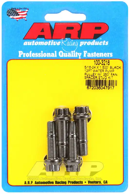 Direct From Manufacturer ARP 5/16-24 X 1.500 black 12pt water pump pulley w/ .250in fan spacer stud kit