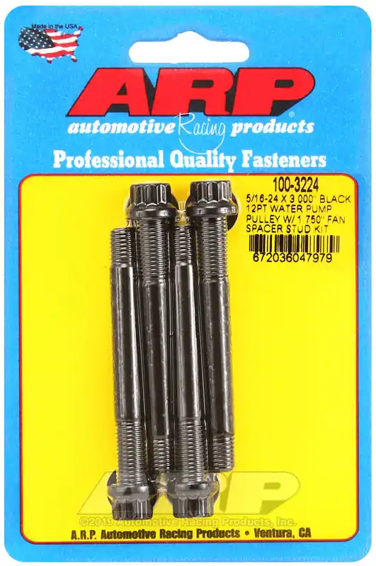 Special Discount ARP 5/16-24 X 3.000 black 12pt water pump pulley w/ 1.750in fan spacer stud kit
