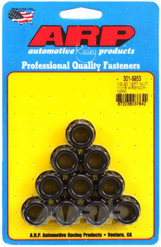 ARP 1/2-20 11/16 Socket 12pt Nut Kit (Set of 10) Time-Limited