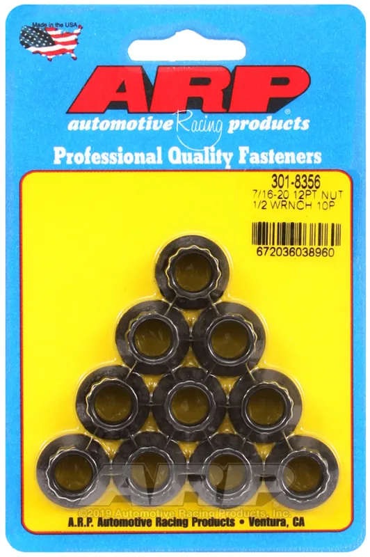Fan Favorite ARP 7/16-20 1/2 Socket 12 Pt Nut Kit (Pack of 10)