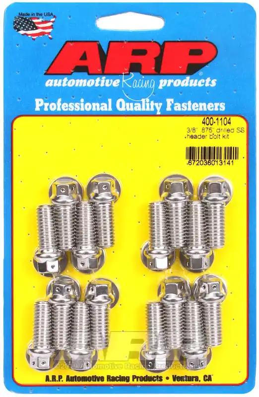 Free Shipping ARP 3/8 x .875 Drilled SS Header Bolt Kit