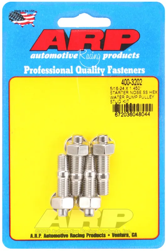 Fan Favorite ARP 5/16-24 X 1.450 Starter Nose SS Hex Water Pump Pulley Stud Kit