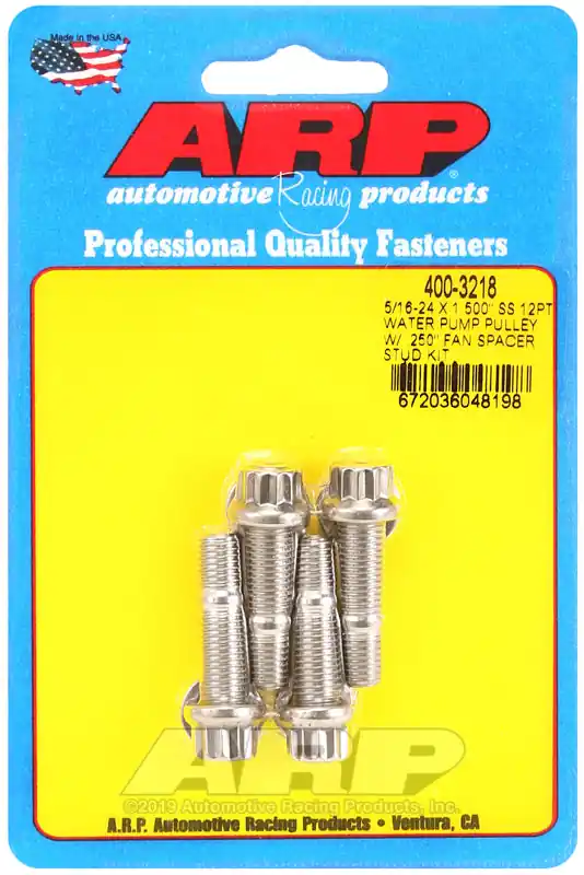 ARP 5/16-24 X 1.500 SS 12pt water pump pulley w/ .250in fan spacer stud kit New Release