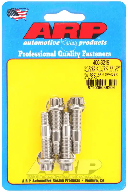 ARP 5/16-24 X 1.750 SS 12pt water pump pulley w/ .500in fan spacer stud kit Must Have