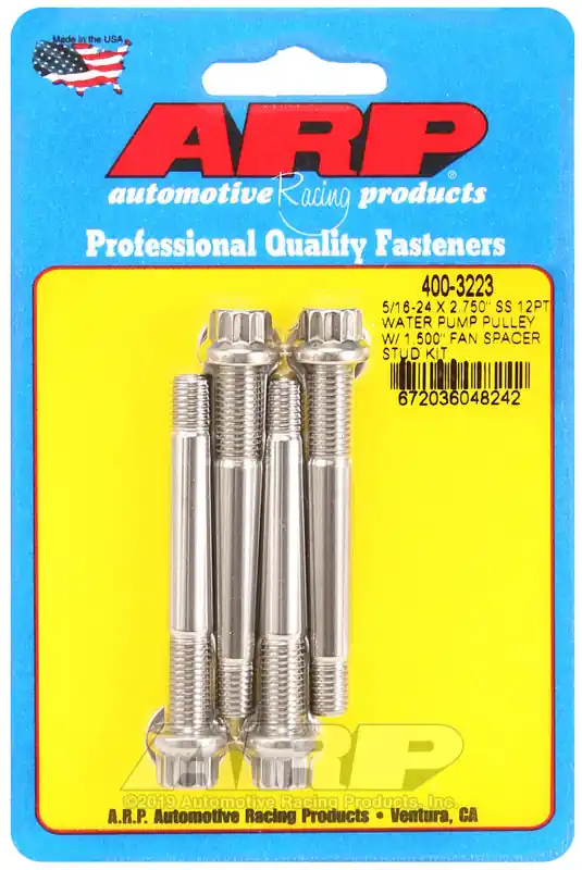 ARP 5/16-24 X 2.750 SS 12pt water pump pulley w/ 1.500in fan spacer stud kit Handmade