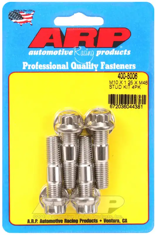 ARP M10 x 1.25 x 48mm Broached 4 Piece Stud Kit High Quality