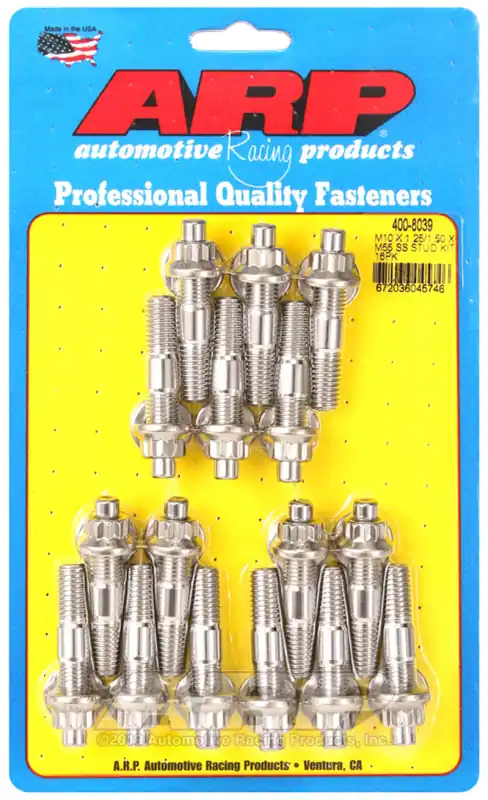 Money Back Guarantee ARP M10 x 1.25/1.50 x 55mm Stainless Steel Broached Stud Kit - 16 Pieces