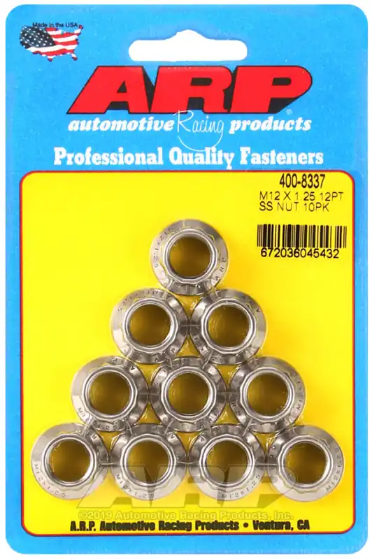 Genuine ARP M12 x 1.25 M14 WR 12pt Nut Kit - 10 Pack
