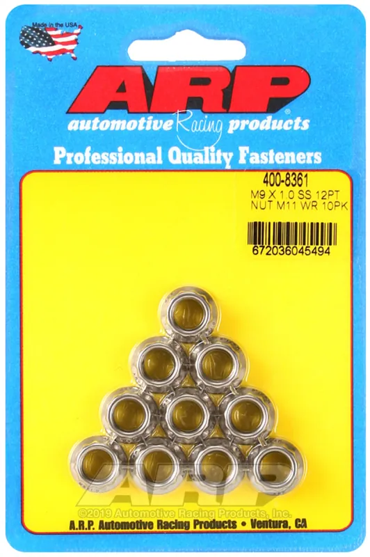 Shop Now ARP M9 x 1.00 (M11 WR) SS 12pt Nut Kit (Set of 10)