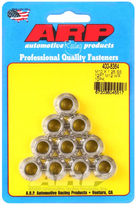 ARP M10 x 1.25 SS 12pt Nut Kit (10/pkg) Place Order