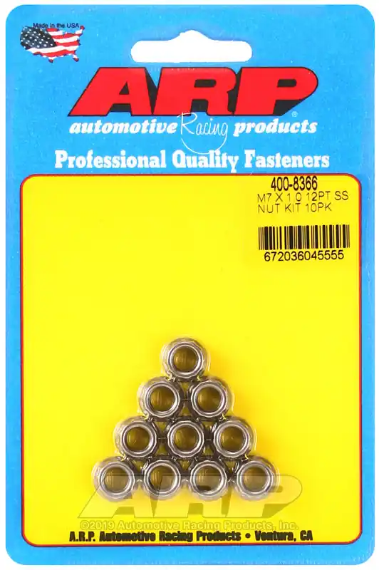 ARP M7 X 1.00 (M9 wr) SS 12pt nut kit New Arrival