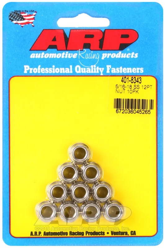 New Arrival ARP 5/16-18 12PT Nut Kit SS - 10 PK