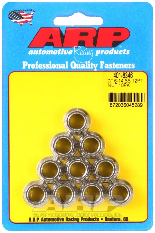 ARP 7/16-14 12PT Nut Kit SS - 10 PK While Supplies Last