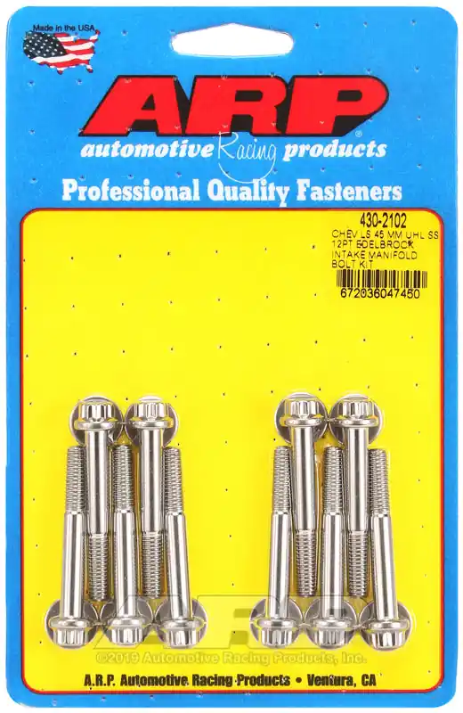 Authentic ARP Chevy LS 45mm UHL 12pt Edelbrock intake manifold bolt kit