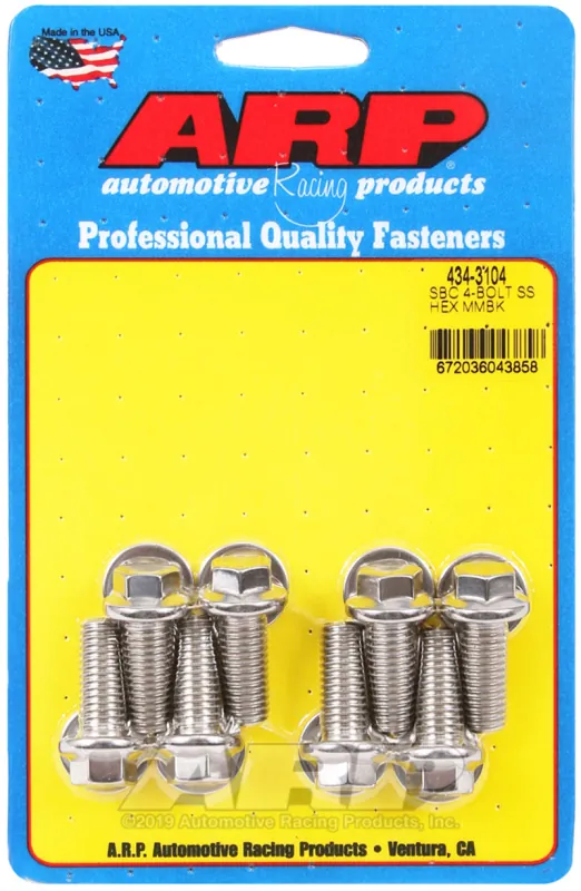 Brand New ARP SB Chevy 4-Bolt SS Hex Motor Mount Bolt Kit