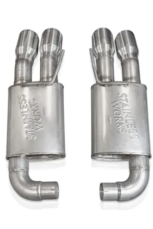 Stainless Works Legend Axle-Back Exhaust w/ 4" Quad Polished Tips, Factory Connect :: 2018-2023 Mustang GT w/o Active Exhaust Bulk Order