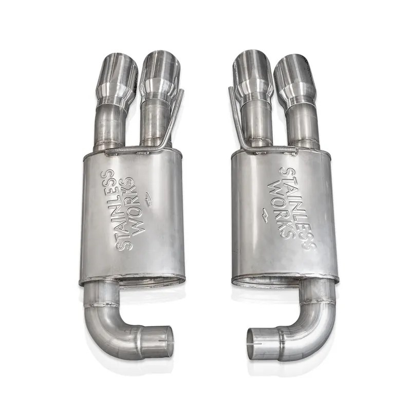 Stainless Works Legend Axle-Back Exhaust w/ 4" Quad Polished Tips, Factory Connect :: 2018-2023 Mustang GT w/o Active Exhaust Bulk Order