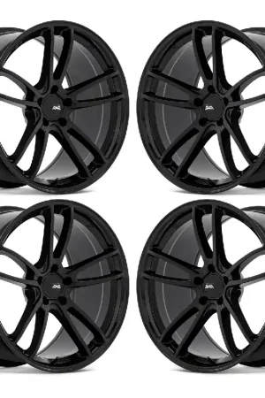 Genuine American Racing Mach Five Wheel Set, Gloss Black, 19x9 +30/19x10 +40 :: 2015-2025 Ford Mustang