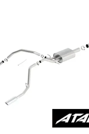 Borla 3.5" ATAK Cat-Back Single Exhaust w/ Dual Rear Exit, 4" Polished Tips :: 2014-2018 Silverado & GMC Sierra 1500 6.2L Extended Cab Standard Bed, Crew Cab Short Bed Luxury