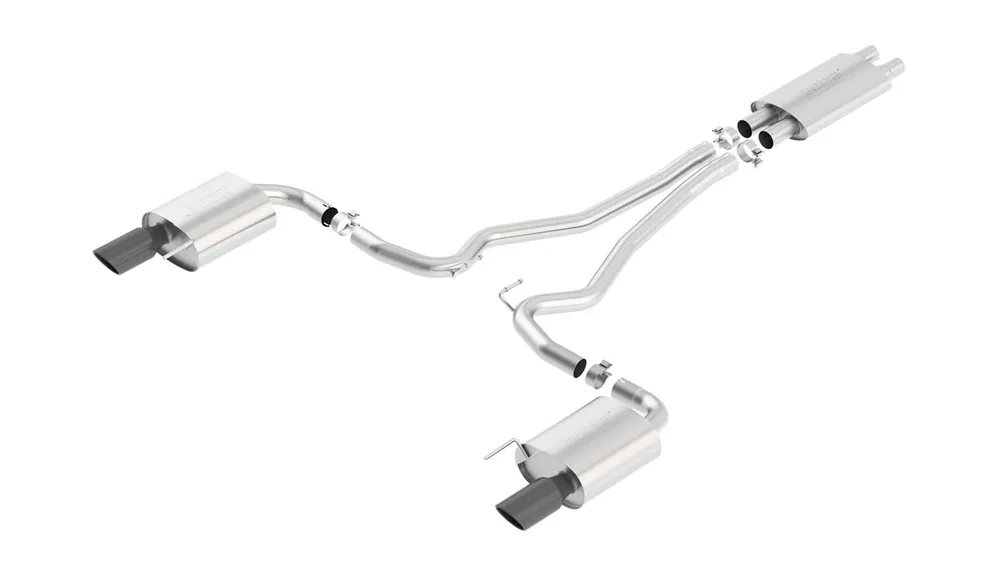Worldwide Shipping Borla 2.5" Touring Cat-Back Exhaust System w/ 4" Dual Black Chrome Tips :: 2015-2017 Ford Mustang GT