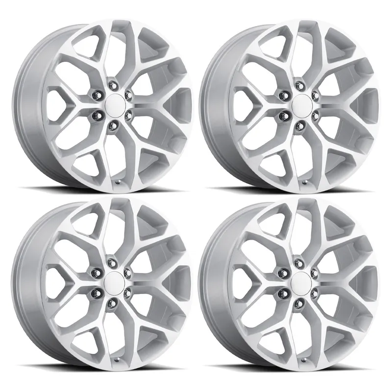 FR 59 Snowflake Replica Wheel Set, Silver Machine Face, 20x9 :: 2014-2026 Silverado & GMC Sierra 1500 Worldwide Shipping