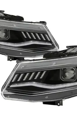 Crafted Spyder Apex Series Sequential LED Headlights, Clear Lens and Black Housing :: 2016-2018 Camaro Halogen Models