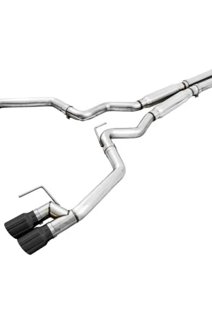 Place Order AWE Track Edition 3" Cat-Back Exhaust System w/4" Quad Diamond Black Tips :: 2018-2023 Ford Mustang GT