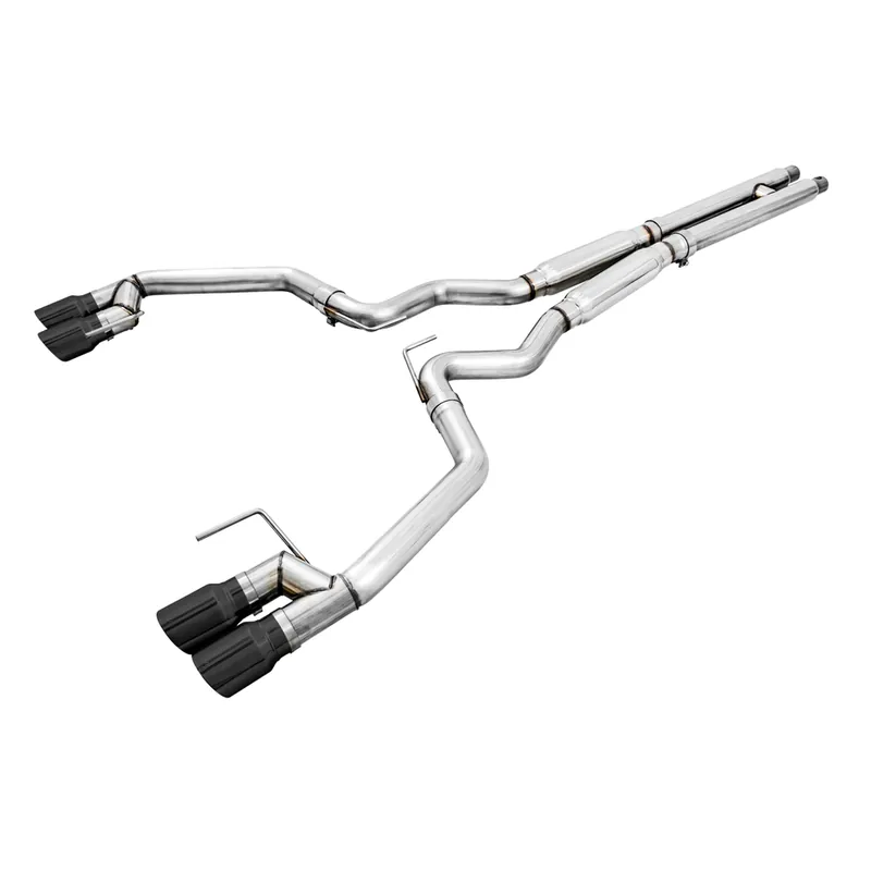 Place Order AWE Track Edition 3" Cat-Back Exhaust System w/4" Quad Diamond Black Tips :: 2018-2023 Ford Mustang GT