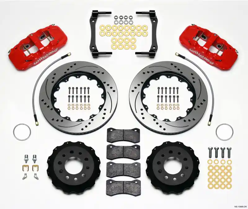 Wilwood AERO4 Rear 14.25" Big Brake Kit w/ Drilled & Slotted Rotors & 4 Piston Red Calipers :: 2014-2019 Corvette Free Delivery
