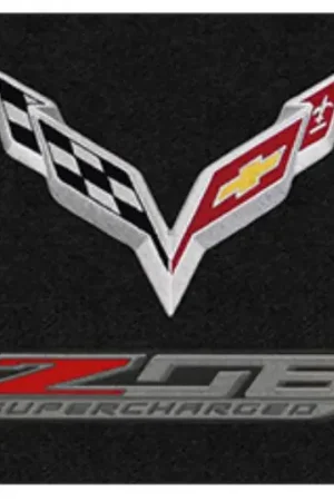 Lloyd 2pc Ultimat Floor Mats, Black w/ Silver C7 Corvette Flag & "Z06 Supercharged" :: 2014-2019 C7 Corvette Hot Picks